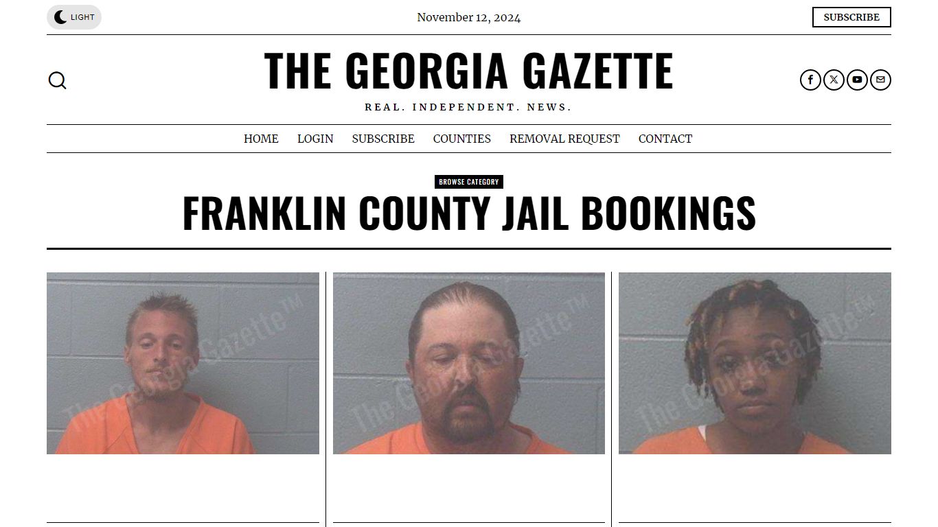 Franklin County Jail Bookings – The Georgia Gazette