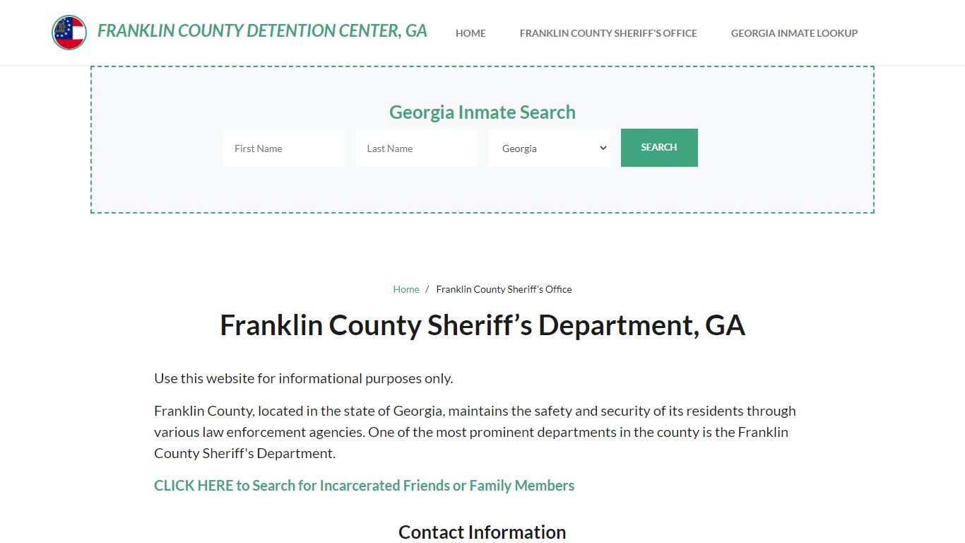 Franklin County Sheriff Department, GA Arrests, Warrant Lookup